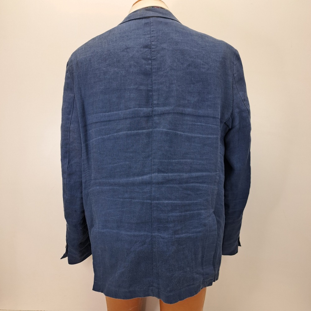 JOS A Bank RESERVE Blazer Jacket Men XL Blue Linen Blend Tailored Fit 44R - Picture 3 of 8